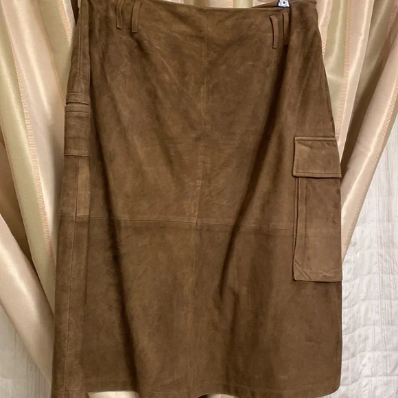 Faconnable brown suede lined skirt wrap knee length-12-Bundle discount - Picture 7 of 12